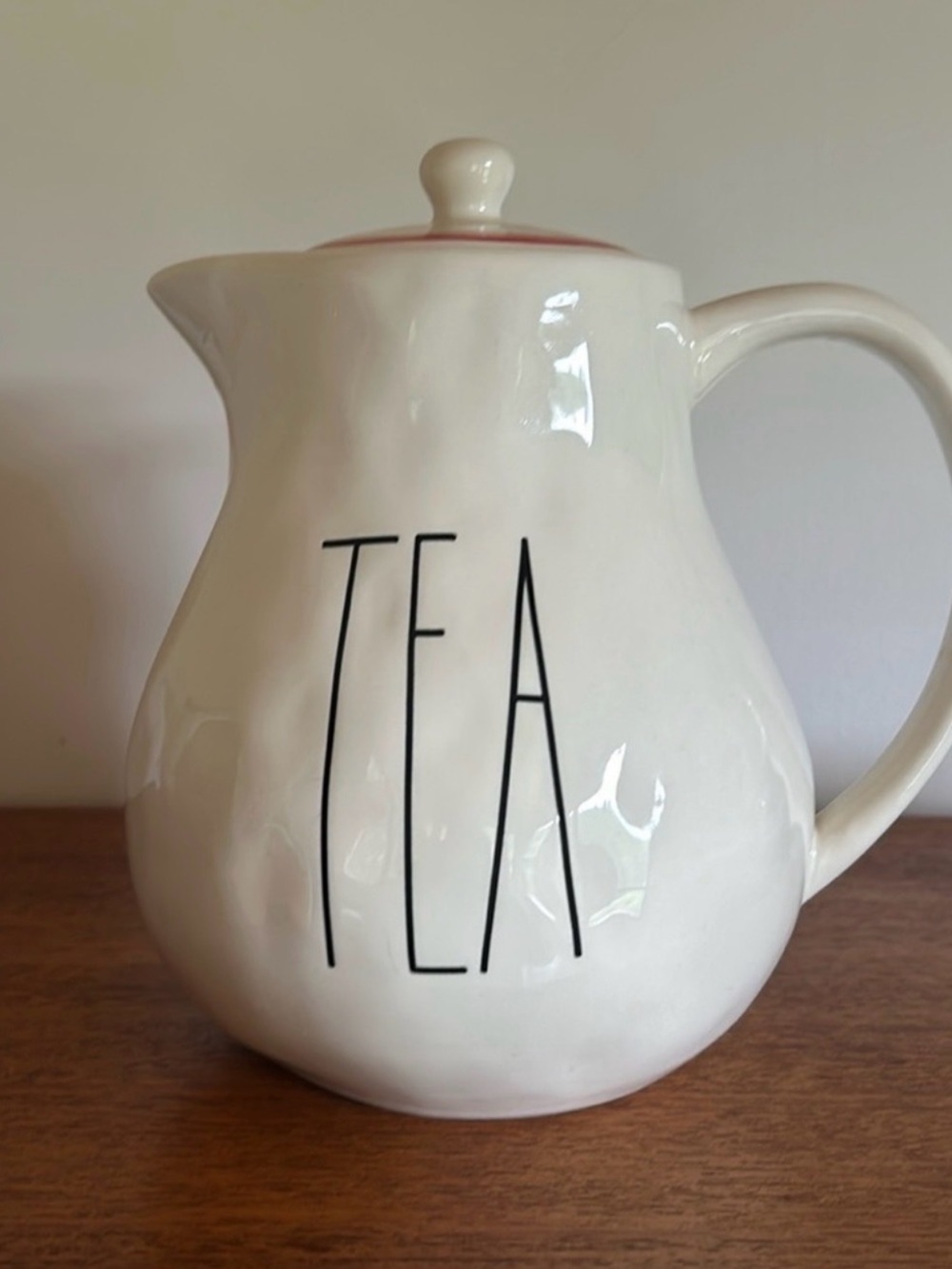 RARE Rae Dunn White Ceramic TEA - Exclusive Magenta Release 2019